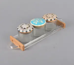 Lujoso tarro acrílico con Incrustaciones de nácar, tapa de madera, cajas contenedoras multiusos para decoración del hogar hechas en Vietnam - Product Image 4