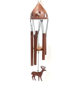 Carillon éolien en métal fait à la main, conçu avec un thème sauvage magnifique, avec des formes d'ours et des découpes d'arbres forestiers sur le dessus - Product Image 4