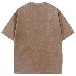 เสื้อยืดผ้าฝ้าย100% ผู้หญิงสไตล์วินเทจเสื้อยืดผ้าฝ้ายโอเวอร์ไซส์โชว์ไหล่ว่างเปล่าสีน้ำตาลเรียบ - Product Image 2