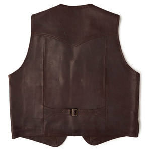 Chaleco de invierno de cuero marrón oscuro para hombre 2025 con bolsillos delanteros sin mangas MOQ bajo estilo clásico Chaleco de moda de talla grande - Product Image 5