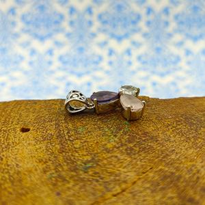 Colgante de piedras preciosas de cristal y cuarzo rosa amatista facetada en forma de pera colgante facetado de piedra Triple plata esterlina 925 bohemio - Product Image 3