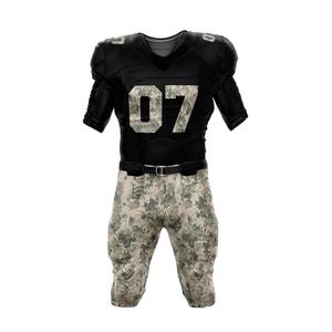 Ensemble de maillot et de pantalon de football américain personnalisé, imprimé camouflage noir et gris, vêtements de sport d'équipe - Product Image 1