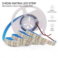 Bande LED 3 rangées 2835, 360 LED/m, 12V/24V, 25W/m, PCB 16mm, 3000-6500K, ruban nu
