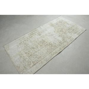 Vintage 3.2x6.46 ft <b>Rug</b>, Accent Turkish <b>Rug</b>, White Blue <b>Abstract</b> <b>Rug</b> - Product Image 4