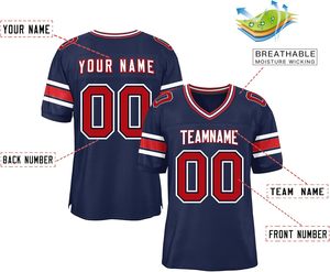 Maillots de football américain à séchage rapide Sportswear Clubwear Polyester Mesh Respirant Manches Rayures Sublimation Logo Nom Numéros - Product Image 4