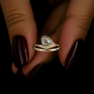 ชุดไพ่โซลิแทร์ประดับเพชรสำหรับปลูกในแล็บลูกแพร์1.0 CT แหวนหมั้นทอง CVD สไตล์โบฮีเมียนได้รับการรับรองของขวัญครบรอบสำหรับเธอ - Product Image 3