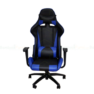 Silla Gaming GC06 Azul y Negra con Reposabrazos 4D, Base Giratoria, Función de Masaje, Material de Cuero PU, Altura Ajustable y Extensible, Malla Transpirable - Product Image 3