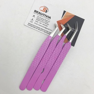 Pince à épiler professionnelle personnalisée en poudre violette pour cils Outil d'extension de cils en acier inoxydable durable - Product Image 2