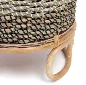 Jardinière tissée en jonc de mer avec support en rotin Conception de kit de pots de fleurs d'intérieur hauts pour la décoration intérieure pour une utilisation au sol - Product Image 5