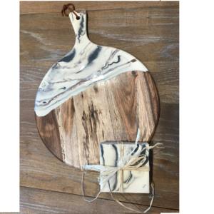 Tabla de queso moderna de tendencia industrial, respetuosa con el medio ambiente, resina de madera biopersonalizada, apto para lavavajillas, tabla de cortar de cocina, mango de posavasos - Product Image 6