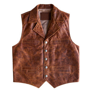 Meilleure vente Gilet de motard décontracté en cuir PU pour hommes Gilet en cuir à ajustement parfait en tissu respirant sur mesure de haute qualité - Product Image 1