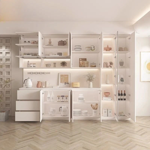 Aparador Modular de Madera Maciza de Estilo Moderno y Minimalista con Iluminación LED, Mueble de Almacenamiento para Cocina y Comedor - Product Image 2