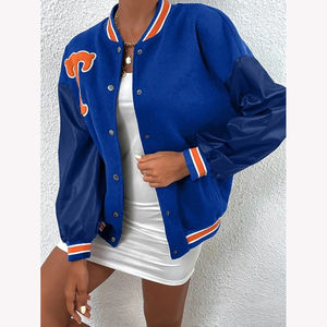 Veste de baseball en laine de qualité supérieure pour femme avec logo personnalisé, manches en cuir véritable, coupe-vent respirant - Product Image 5