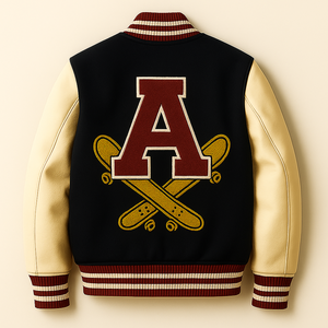 Veste universitaire en laine en gros avec manches en cuir véritable | Veste bombardier Letterman College personnalisée | Équipe OEM/ODM et vestes de mode - Product Image 5