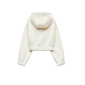 High Quality Cotton Terry <b>Women's</b> Zipper-Up Long Sleeve Hoodie with Lining New Trendy Crop <b>Top</b> Customizable <b>for</b> Autumn/Winter - Product Image 2