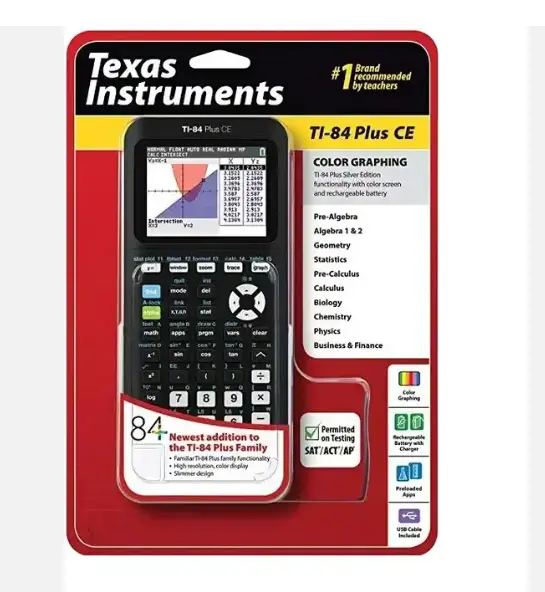 آلة حاسبة جديدة باللون الأسود من شركة Texas Instruments طراز TI-84 Plus عليها علامة الجودة (CE) للبيع بالجملة