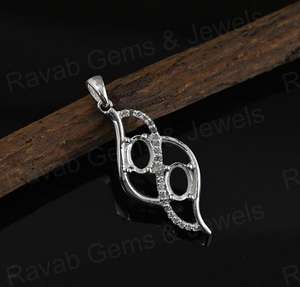 New Arrival High Quality 925 Sterling Silver 25mm <b>Wave</b> Infinity Charm Semi Mount Bezel Setting Pendant CZ 18" Chain Fine <b>Jewelry</b> - Product Image 3