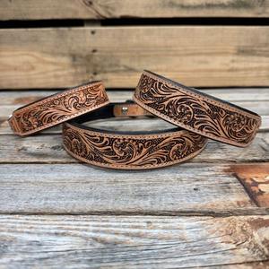 Collar de Perro de Cuero con Herramientas Florales Occidentales Hecho a Mano, Resistente, Ajustable, Ligero, Cómodo y Seguro para Todas las Estaciones - Product Image 1