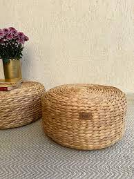 Jacinto de agua tejido a mano, forma redonda, ligero y resistente, perfecto para reposapiés o pieza decorativa, respetuoso con el medio ambiente - Product Image 2