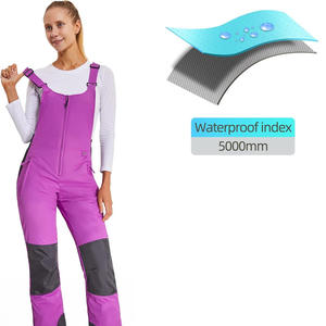 Ropa de esquí de invierno personalizable para mujer, pantalones con pechera transpirables impermeables, Impresión de logotipo de Etiqueta Privada, cremallera a prueba de viento calentada - Product Image 2