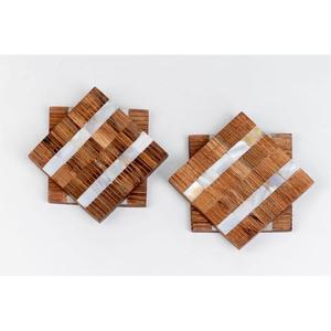 Fournitures pour restaurants et hôtels, sous-verres en bois, lot de 4, réutilisables, sans danger pour le contact alimentaire, sous-verres et sets de table uniques, plat à thé, support OEM - Product Image 2