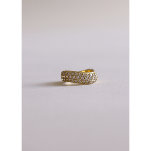 แหวนเพชรฝังแบบวินเทจ 18k ดีไซน์คลื่นหนา หรูหราและสง่างาม - Product Image 4
