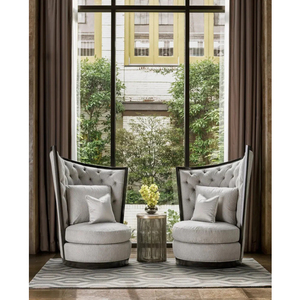 Fauteuil Calypso en bois d'acajou avec tissu en velours, qualité supérieure, pour usage intérieur. - Product Image 2