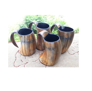 Nouveauté, mug en corne naturelle de haute qualité de 6 pouces, fait à la main, élégant, chope à bière viking, décoration de Noël pour hommes, cosplay, poli - Product Image 5