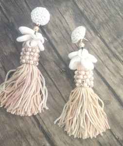 Fait à la main Design élégant raphia Rectangle forme perles glands boucles d'oreilles créoles couleur personnalisée femmes soirée en plein air vêtements de plage - Product Image 4