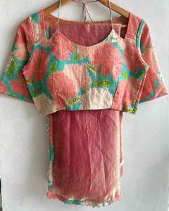 Ethnic Women Traditional Bollywood Sequin Embroidered <b>Sari</b> Unstitched Festival Saree <b>Blouse</b> Piece Pakistani Party Wear - Product Image 5