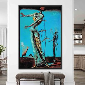 Tableau sur toile imprimé girafe enflammée, décoration murale moderne, toile encadrée noire - Product Image 1