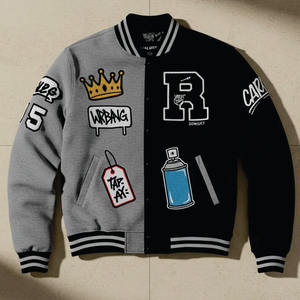 Fabricant de veste universitaire Veste pour lycée Vente en gros Veste Letterman personnalisée Bouton pression en cuir en laine - Product Image 4