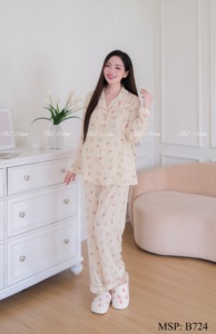 Ensemble décontracté en tissu de soie Tussar, respirant, pour femmes enceintes, avec logo personnalisé, en gros, B724 - Product Image 3