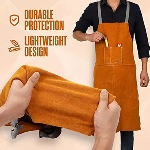 <b>Leather</b> Welding <b>Apron</b> Fire Resistant Welder Smock Premium Quality Heavy Duty Flame Retardant Construction Bbq <b>Apron</b> - Product Image 3