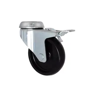 3 Inch Wheel Roller With Black PU Caster and Front Brake