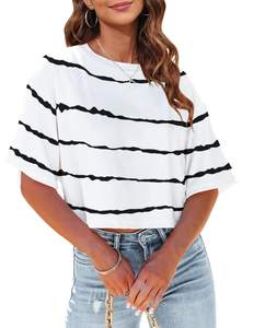 Custom Print Oversized Crop <b>Top</b> Women Loose Casual Baggy Short Sleeve Streetwear Summer Fashion Tee - Product Image 1