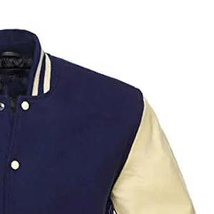 Chaqueta Universitaria de Invierno de Alta Calidad Hecha a Medida con Cuerpo de Lana, Mangas de Cuero, Parches de Chenilla y Bordado de Béisbol en la Parte Delantera - Product Image 2