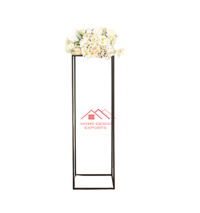 Vente en gros personnalisée centres de table de mariage support d'affichage d'événement décoration rectangle de mariage en métal fini noir porte-fleurs - Product Image 1