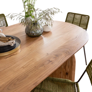 Mesa de Comedor Ovalada de Madera Maciza de Estilo Nórdico para 6 Personas, Mesa de Comedor Completa para Cocina, Comedor, Mesa de Comedor de Madera de Acacia - Product Image 2