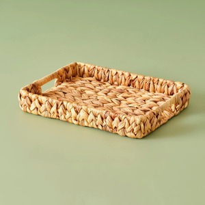 Rectangle water hyacinth trays natural decorative <b>straw</b> tray with cut-out handles best price - Product Image 6