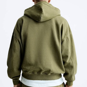 Sweat à capuche surdimensionné uni sans ficelle hiver coton polaire Style goutte épaule pull kangourou poche sweats à capuche - Product Image 6