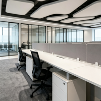 Poste de travail de bureau moderne modulaire avec table et armoire de rangement à tiroirs
