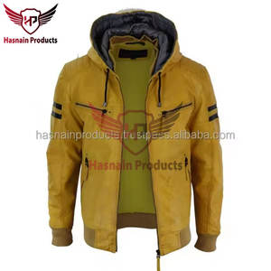 <b>Men's</b> High Quality Winter Warm Bomber Style <b>Coat</b> Cowhide <b>Sheepskin</b> Leather Jacket Motorcycle Jacket - Product Image 2