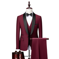 Costume de smoking trois pièces pour homme, coupe ajustée, grandes tailles, nouveauté, veste à simple boutonnage, blazer pour mariage, pantalon court, vente chaude