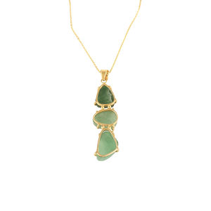 Collar con colgante de cuarzo verde fresa natural, accesorios de moda hip hop, chapado en oro de 18k, collar con triple piedra preciosa - Product Image 2