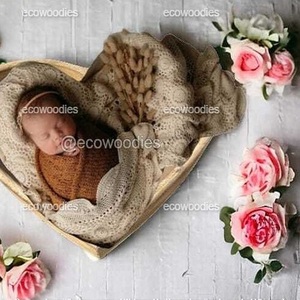 Cesta de madera para dormir para recién nacidos, Vintage cuenco con forma de corazón, cuna <span class=keywords><strong>Ideal</strong></span> y pose, accesorios de fotografía para recién nacidos - Product Image 6