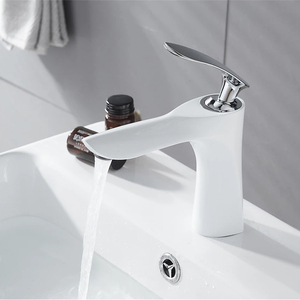Directo de fábrica, lavabo de acero inoxidable 304/201, grifo de agua fría individual, diseño de cintura pequeña y grifo de lavabo de bañera blanco - Product Image 1