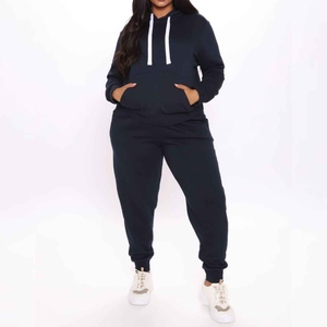 Ensemble de survêtement minimaliste 100% coton pour femmes sweat à capuche surdimensionné décontracté avec joggers de coupe décontractée pour Streetwear - Product Image 6