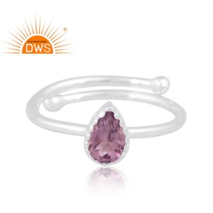 Dernière conception de bague empilable en argent sterling fin avec améthyste rose naturelle Fabricant de bijoux personnalisé - Product Image 3