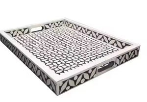 Plateau de service populaire avec un design élégant fait à la main avec nacre pour la cuisine, les aliments, les hôtels et les plateaux de décoration de tous les jours - Product Image 4